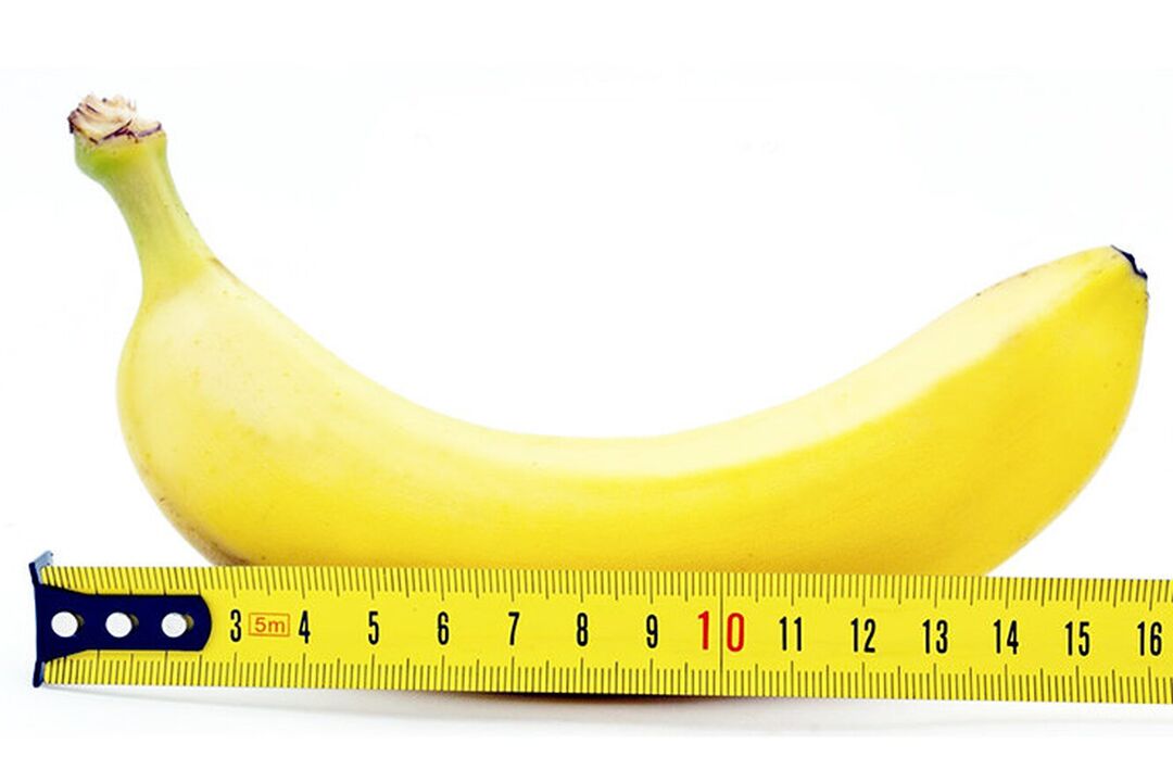 банан с линийка символизира измерването на пениса след операция